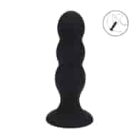 Tri Rattle Liquid Silicone Anal Plug - L - Black