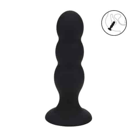 Tri Rattle Liquid Silicone Anal Plug - L - Black