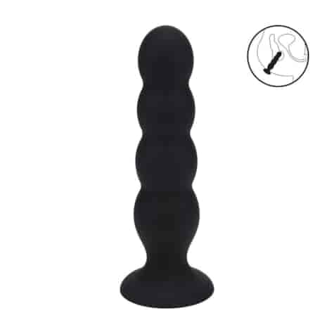 Quad Rattle Liquid Silicone Anal Plug - XL - Black