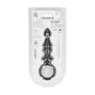 Ribbed Silicone Anal Probe with Loop - Black