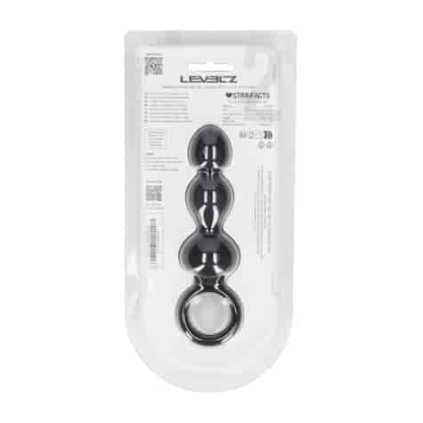 Beaded Silicone Anal Probe with Loop - Black