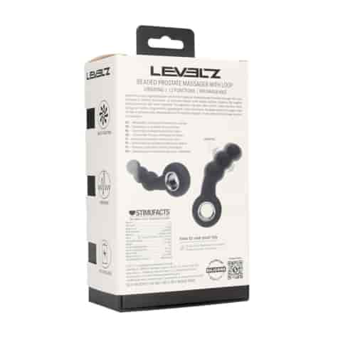 Vibrating Beaded Silicone Prostate Massager with Loop - Black