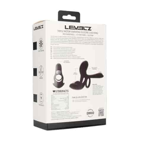 Triple Motor Vibrating Silicone Cockring - Black