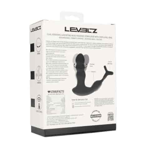 Dual Vibrating Remote Rotating Head Silicone Prostate Stimulator with Cock and Ball Ring - Black