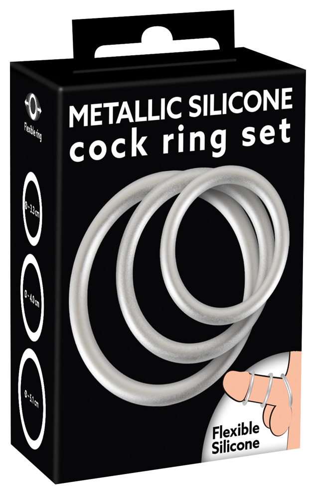 Komplet 3 metalicznych pierścieni z silikonu