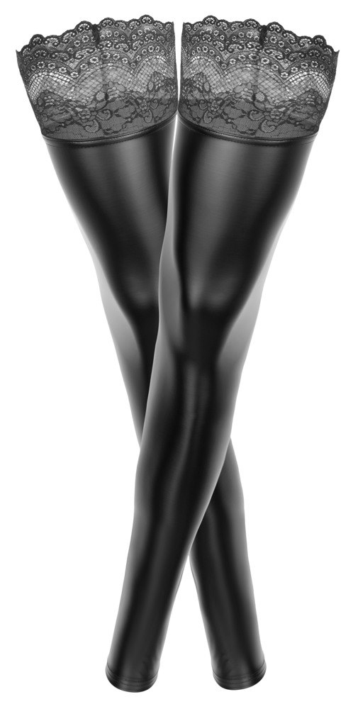 Pończochy z wetlooku z koronką XXXXL Noir Handmade — zdjęcie 3