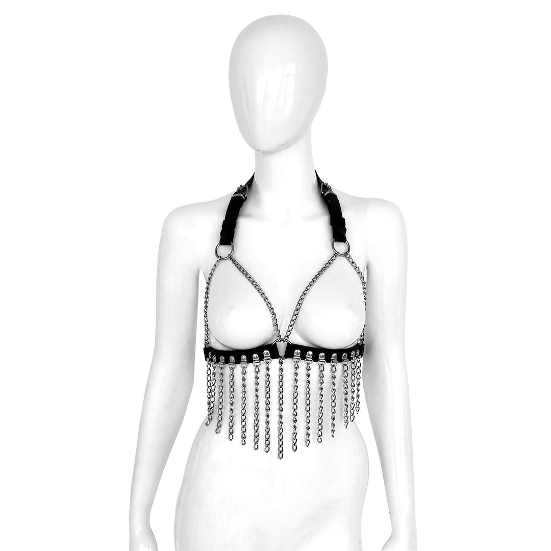 Kiotos Leather Leather Bra with Chains — zdjęcie 2