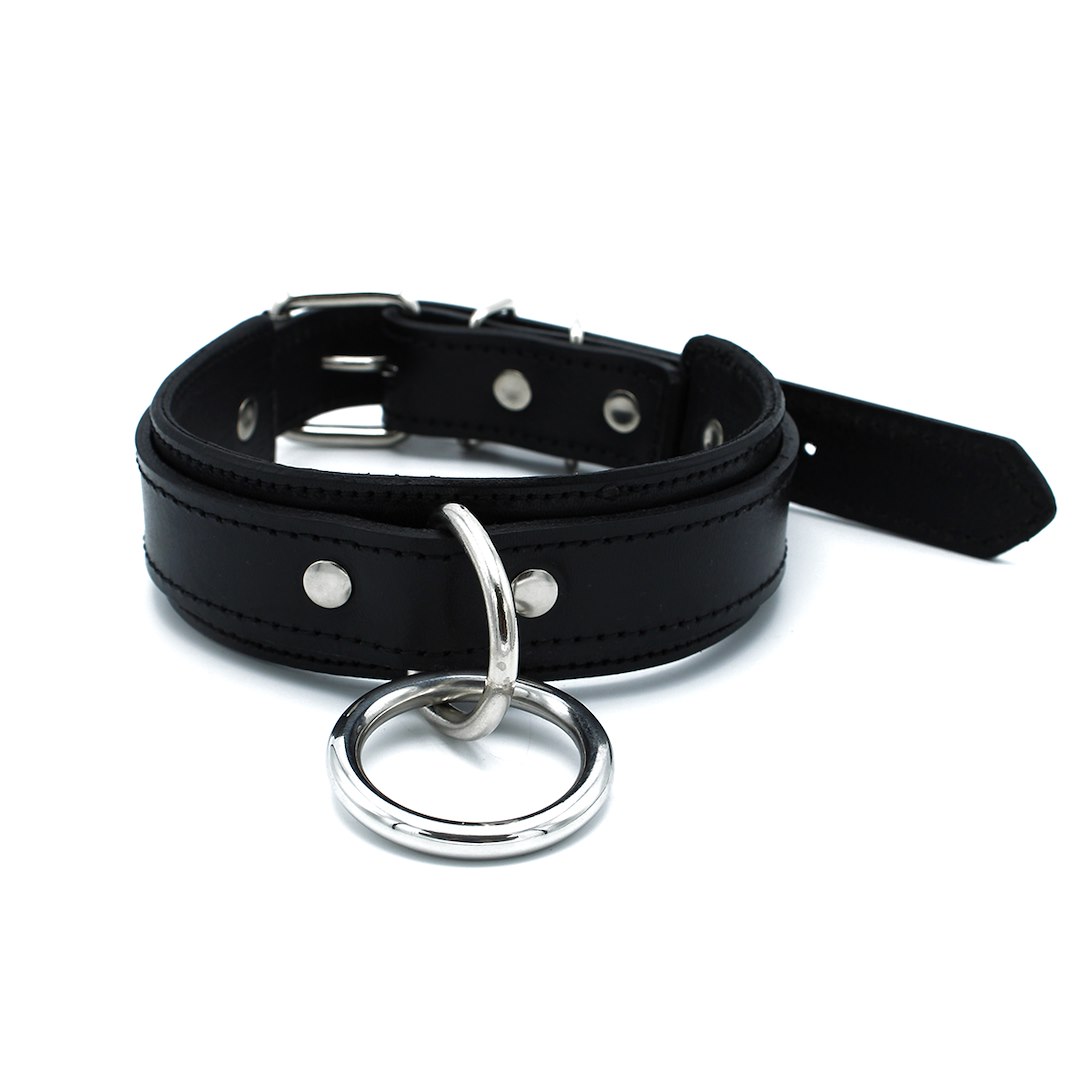 Kiotos Leather Black Leather Collar big O-Ring — zdjęcie 2