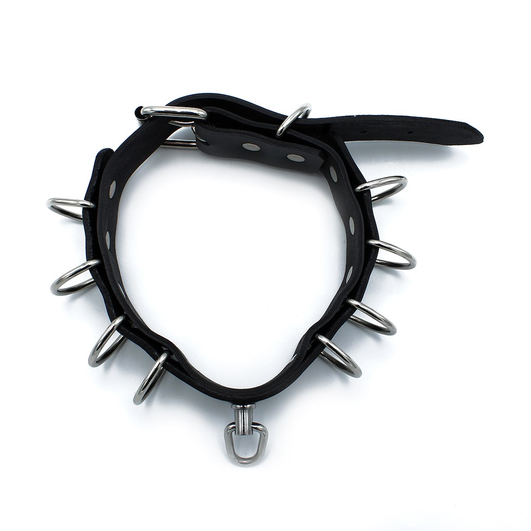 Kiotos Leather Black Leather Collar Multi-D-Rings — zdjęcie 2