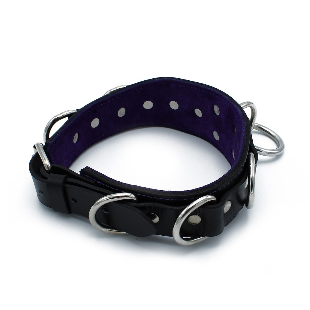 Kiotos Leather Black Leather Collar Deluxel O-Ring Multi-D-Rings — zdjęcie 2