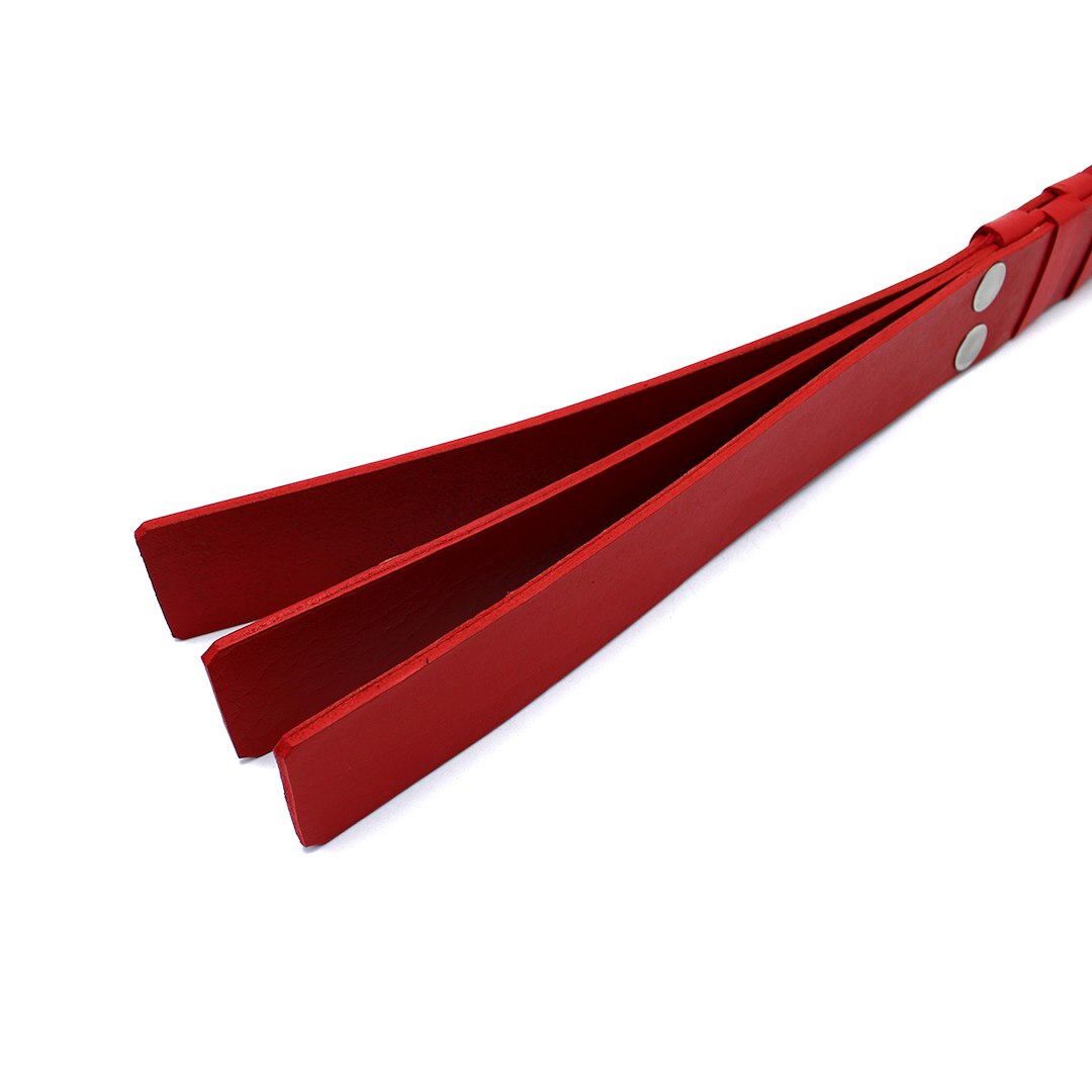 Kiotos Leather Red Leather Paddle with Silver D-Ring Handle — zdjęcie 2