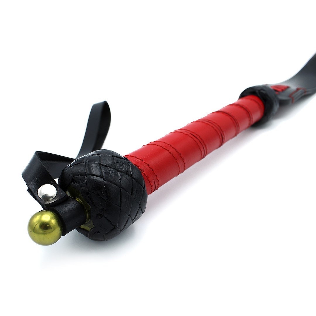 Kiotos Leather Black & Red Leather Long Paddle Whip — zdjęcie 2
