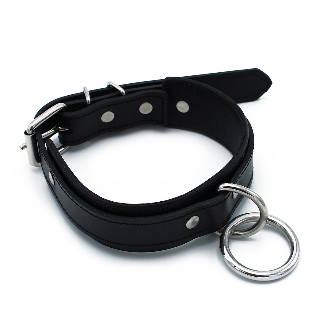 Kiotos Leather Black Leather Collar big O-Ring — zdjęcie 3