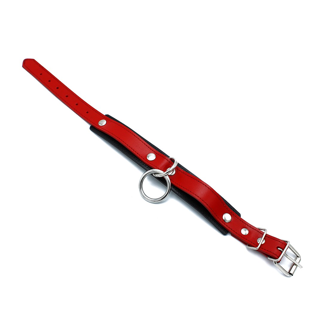 Kiotos Leather Black & Red Leather Collar big O-Ring — zdjęcie 3