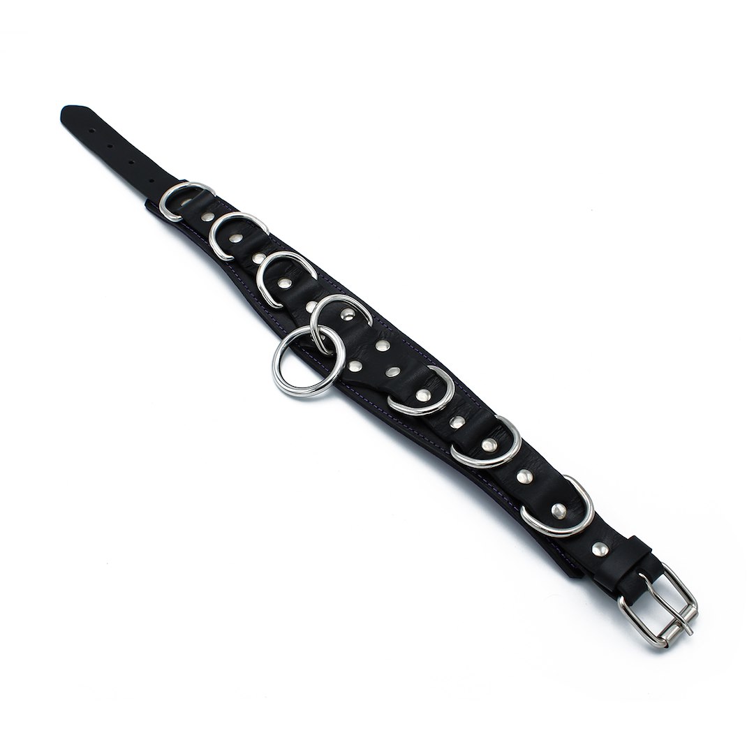 Kiotos Leather Black Leather Collar Deluxel O-Ring Multi-D-Rings — zdjęcie 3