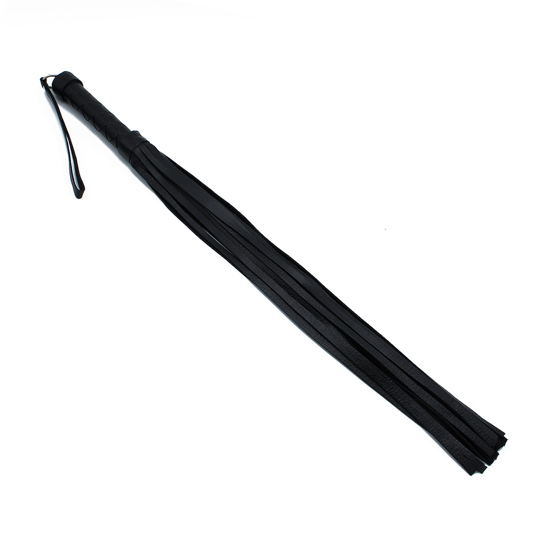 Kiotos Leather Black Leather Flogger with Braided Handle — zdjęcie 3