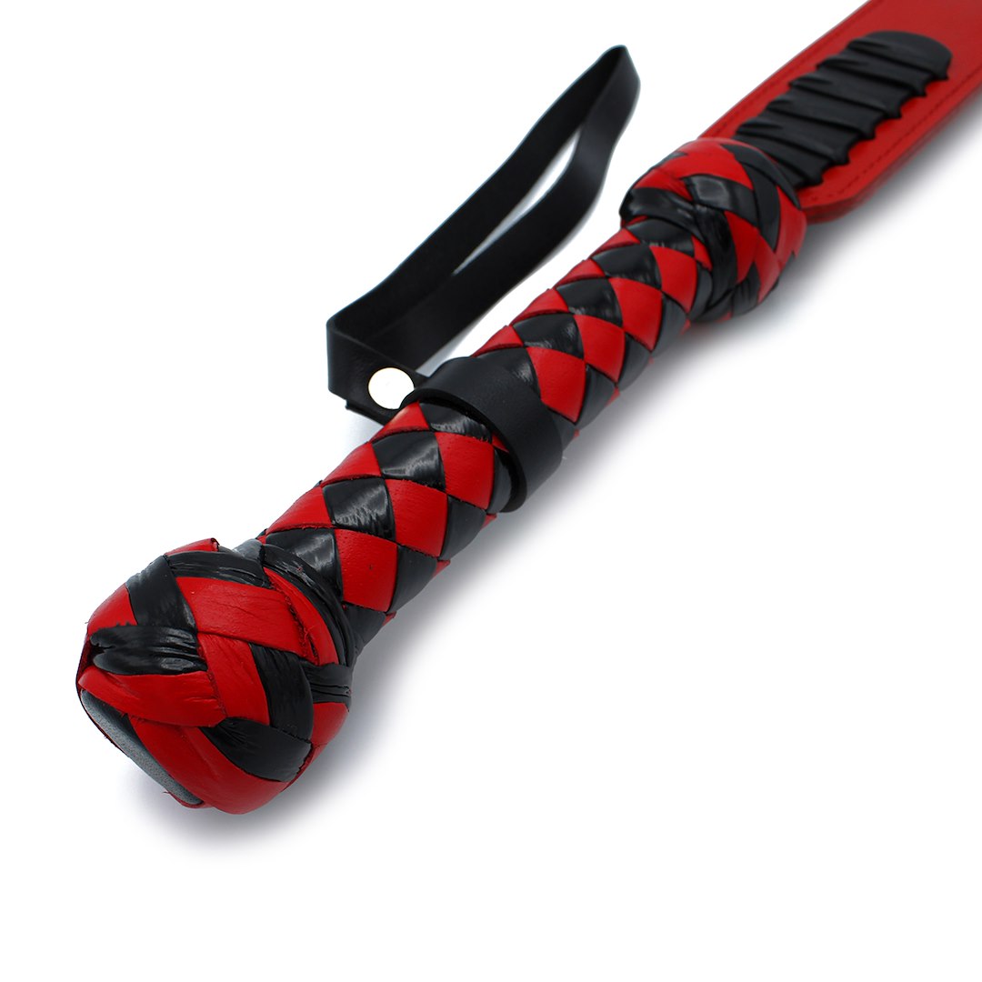 Kiotos Leather Black & Red Leather Y-Paddle Whip — zdjęcie 3