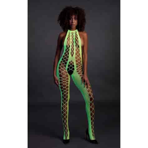 Bodystocking with Halterneck - One Size - Neon Green
