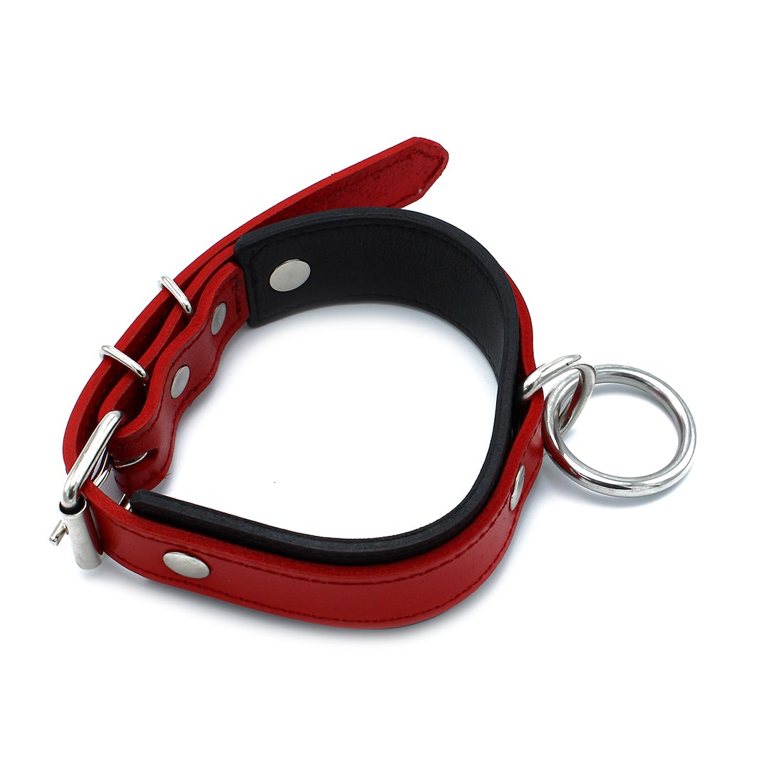 Kiotos Leather Black & Red Leather Collar big O-Ring — zdjęcie 4