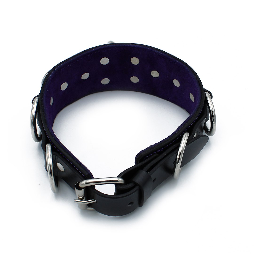 Kiotos Leather Black Leather Collar Deluxel O-Ring Multi-D-Rings — zdjęcie 4