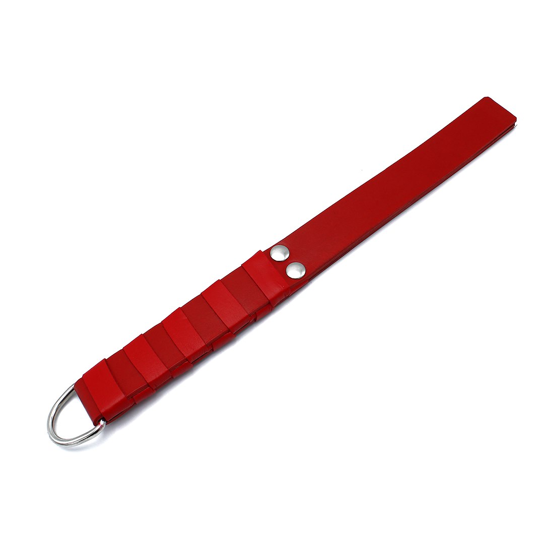 Kiotos Leather Red Leather Paddle with Silver D-Ring Handle — zdjęcie 4
