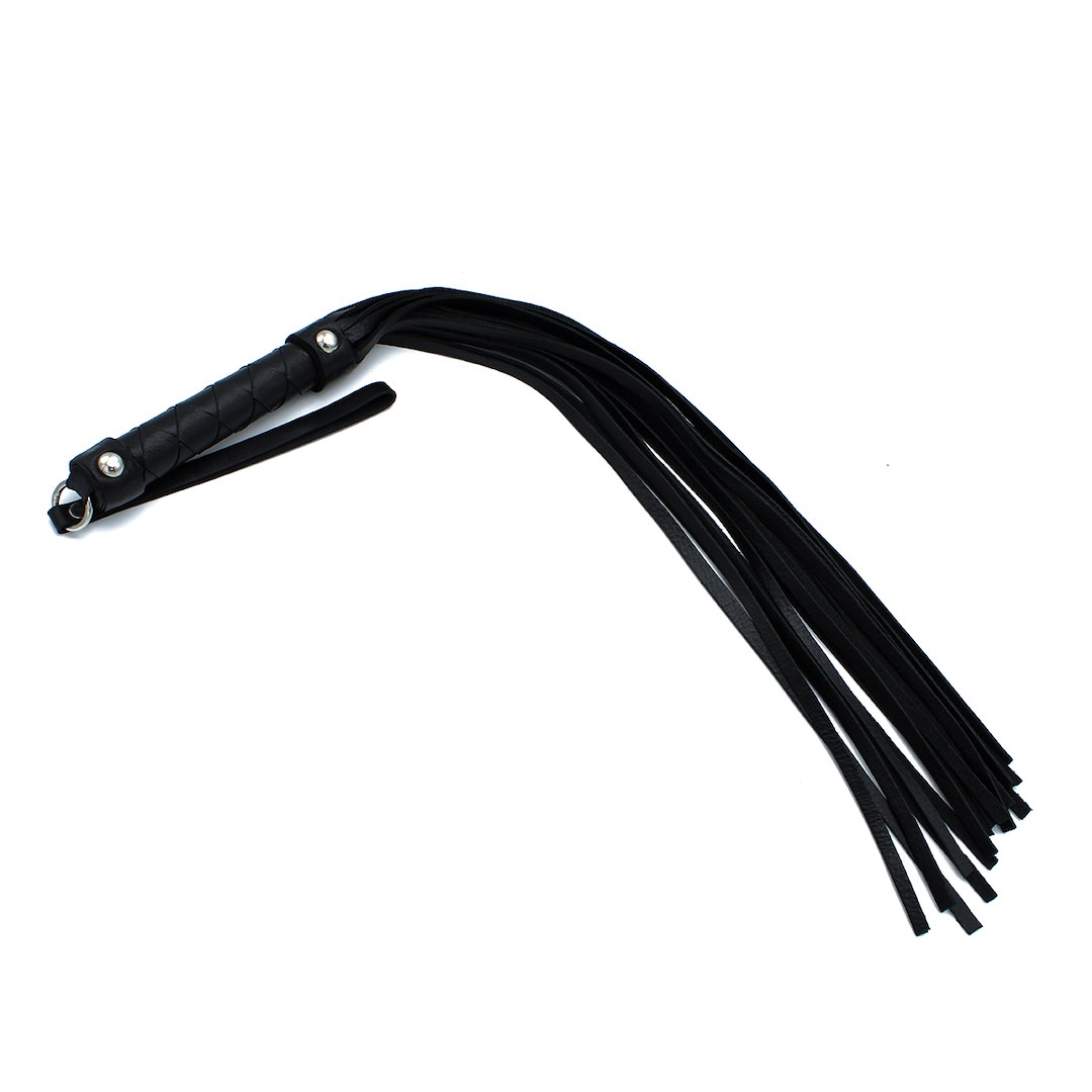 Kiotos Leather Black Leather Flogger with Braided Handle — zdjęcie 4