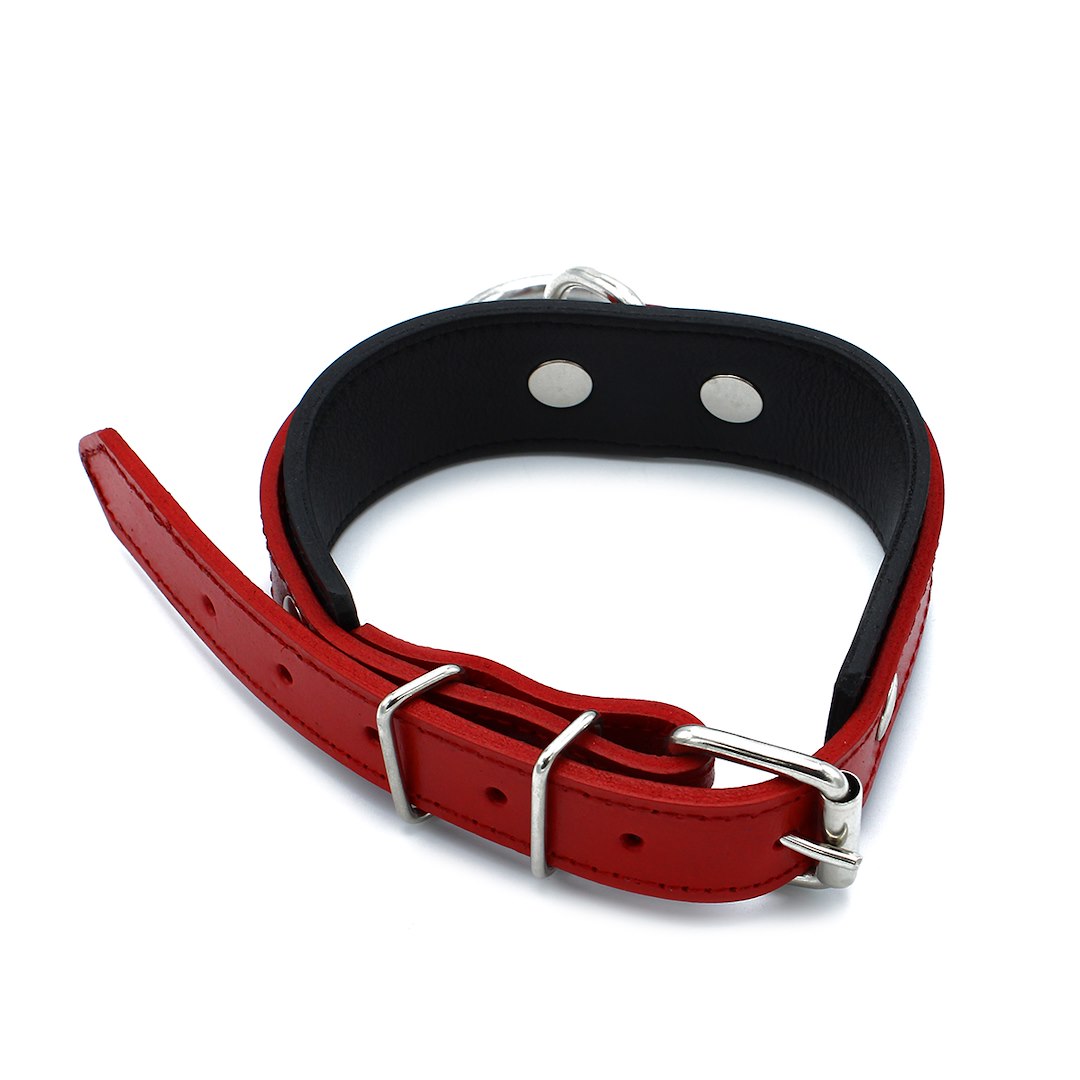 Kiotos Leather Black & Red Leather Collar big O-Ring — zdjęcie 5