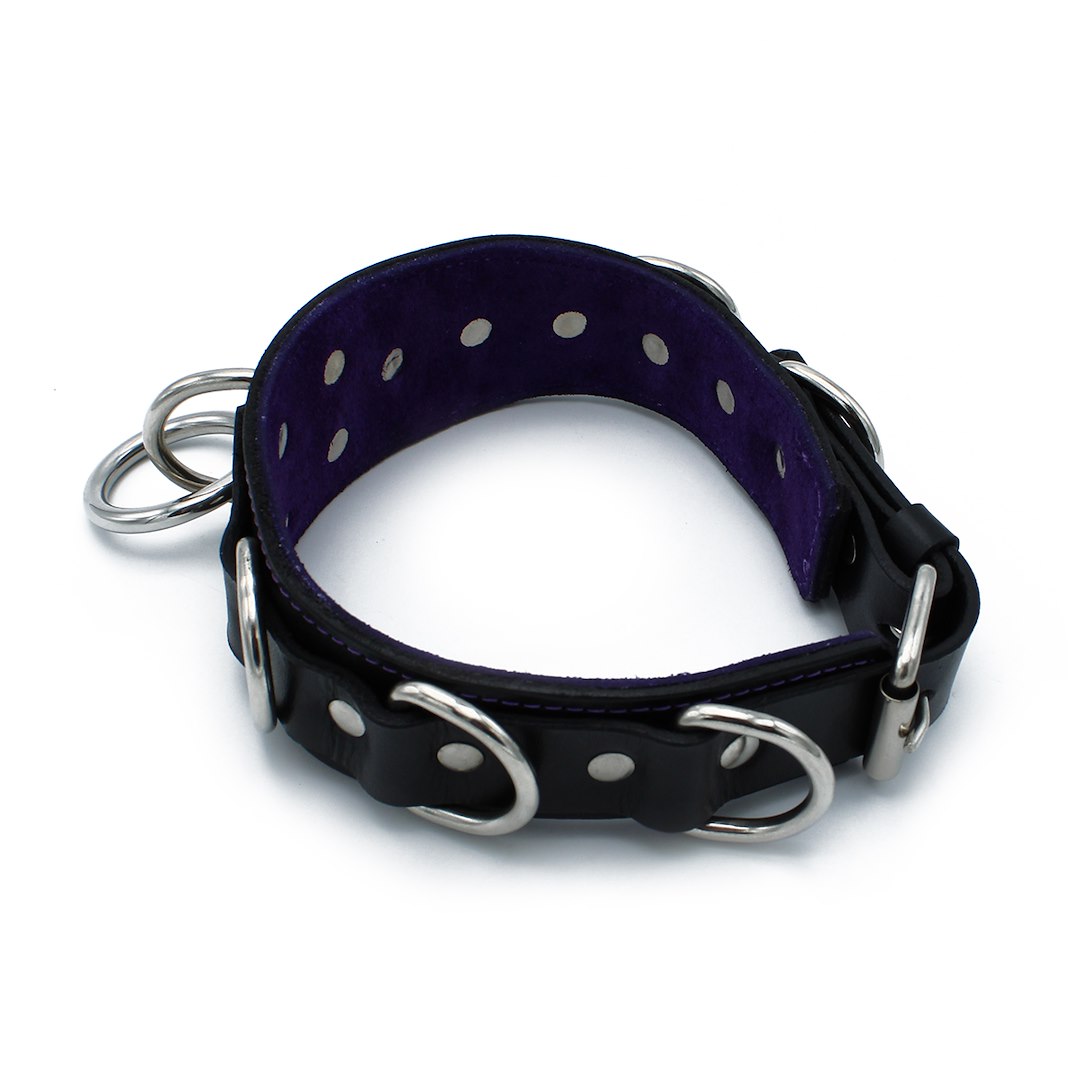 Kiotos Leather Black Leather Collar Deluxel O-Ring Multi-D-Rings — zdjęcie 5