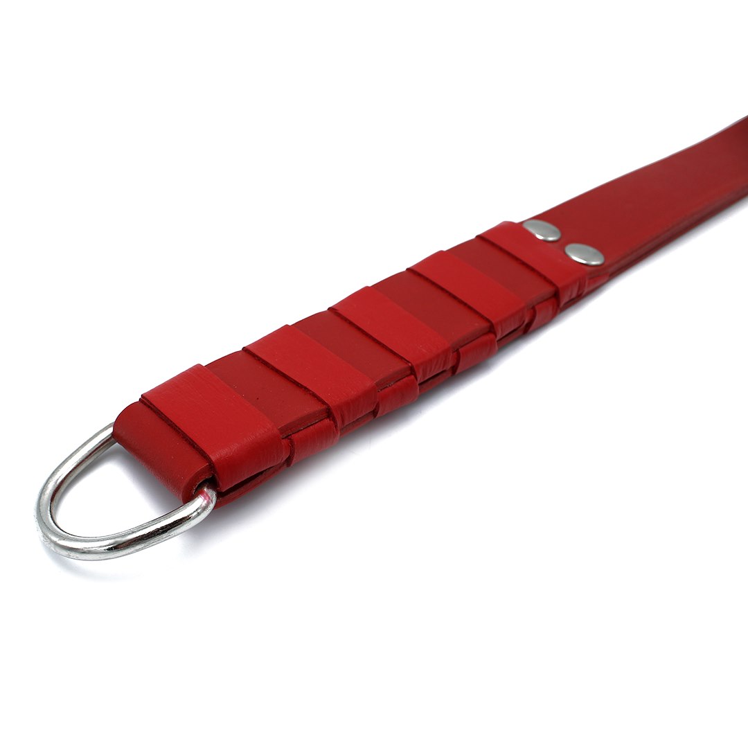 Kiotos Leather Red Leather Paddle with Silver D-Ring Handle — zdjęcie 5