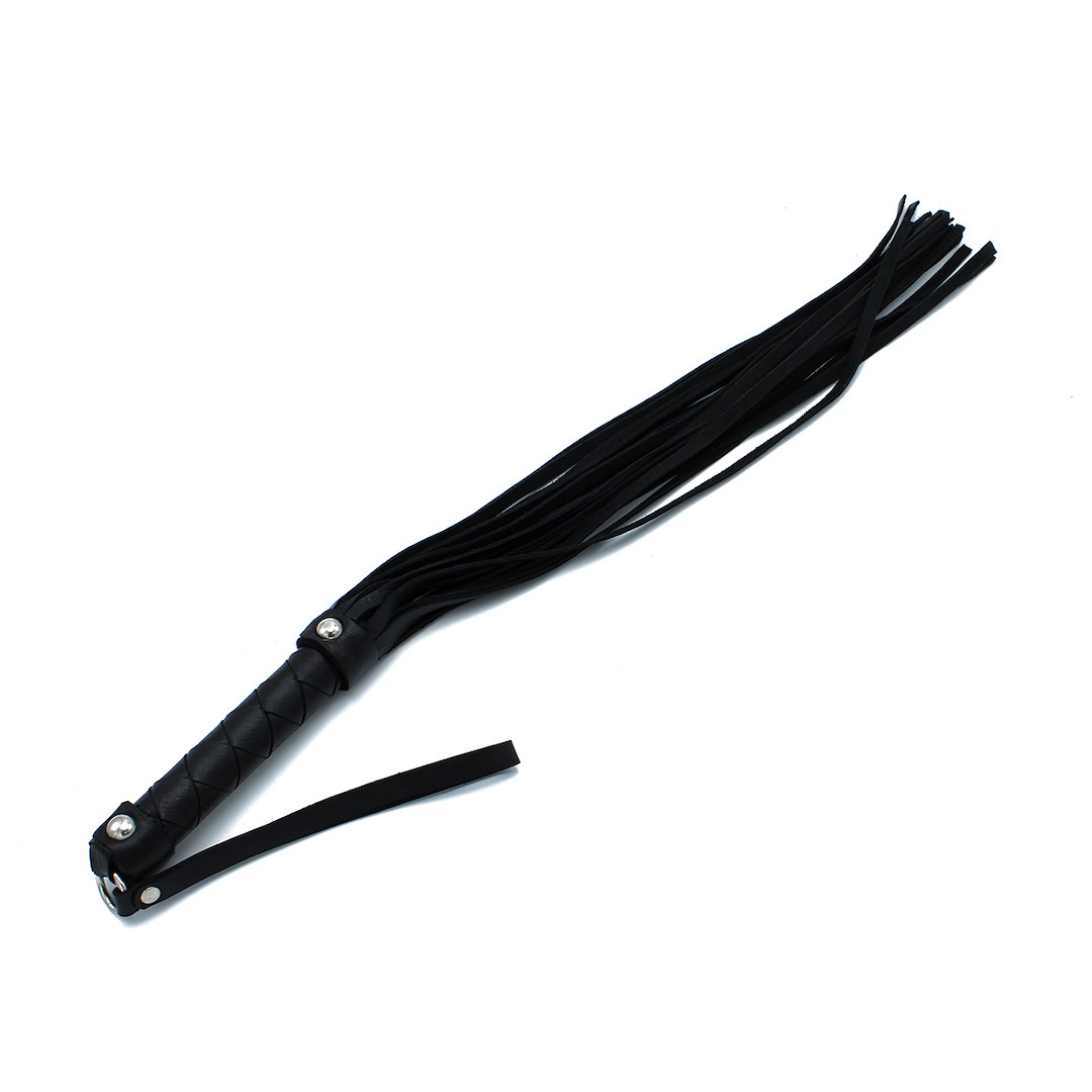 Kiotos Leather Black Leather Flogger with Braided Handle — zdjęcie 5