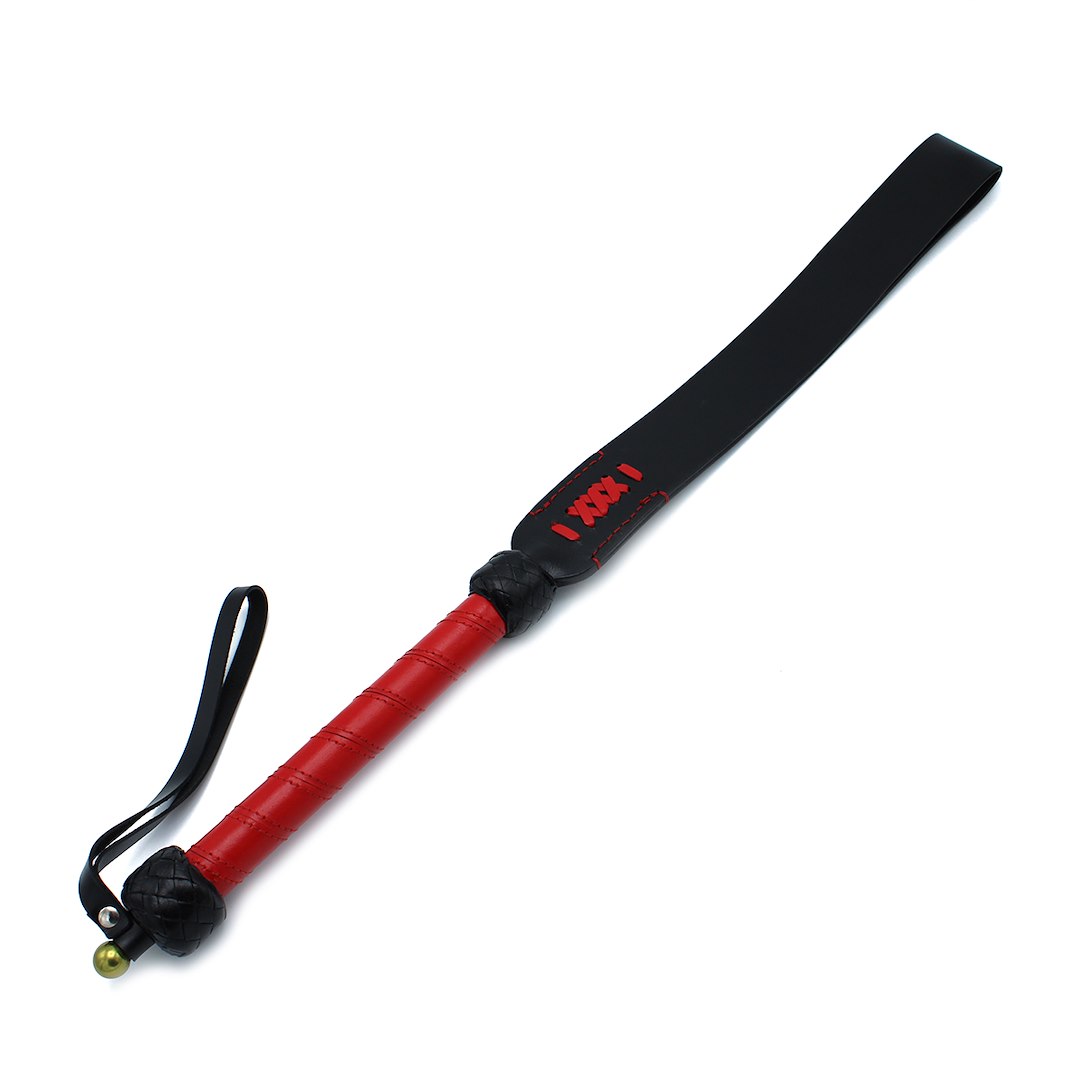 Kiotos Leather Black & Red Leather Long Paddle Whip — zdjęcie 5