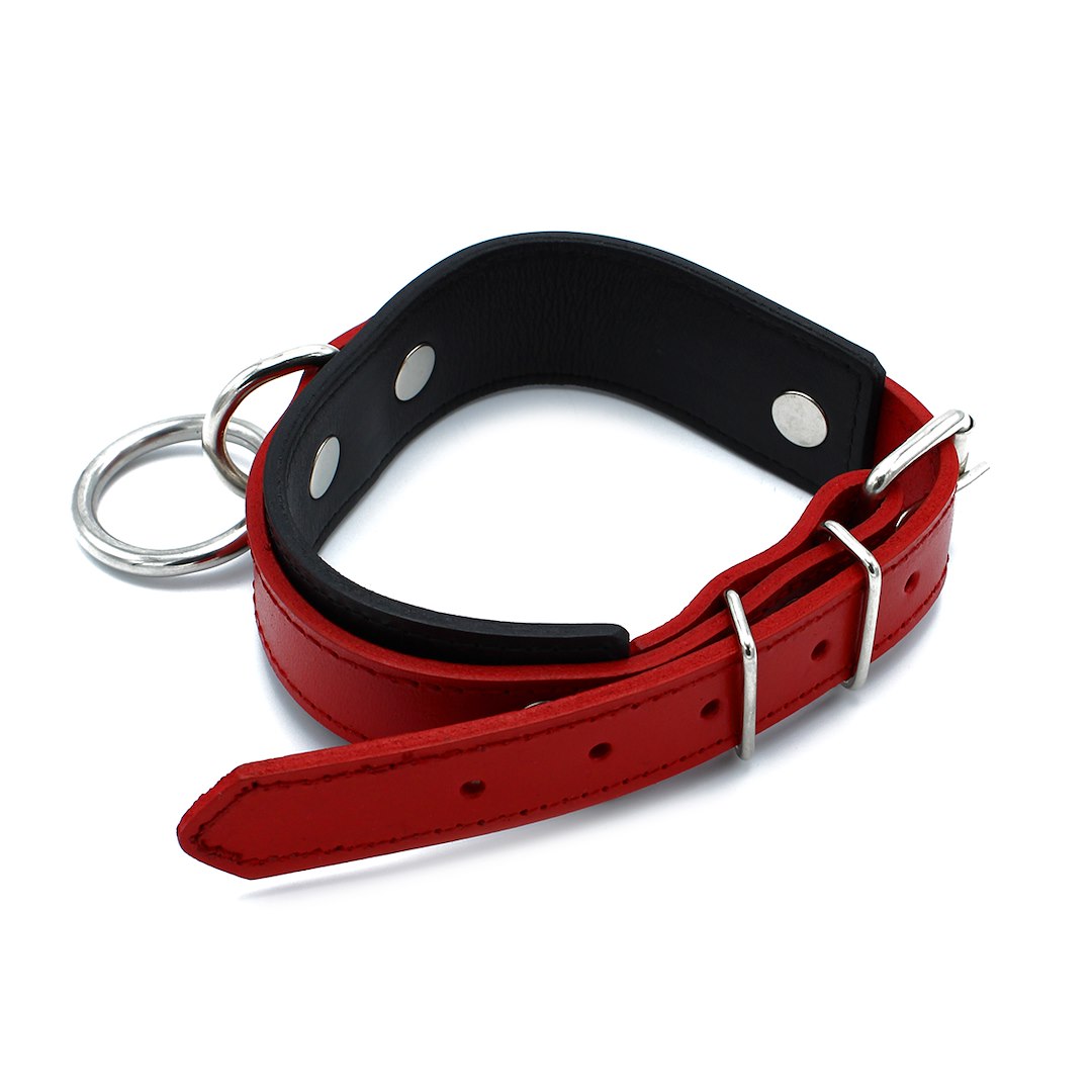Kiotos Leather Black & Red Leather Collar big O-Ring — zdjęcie 6