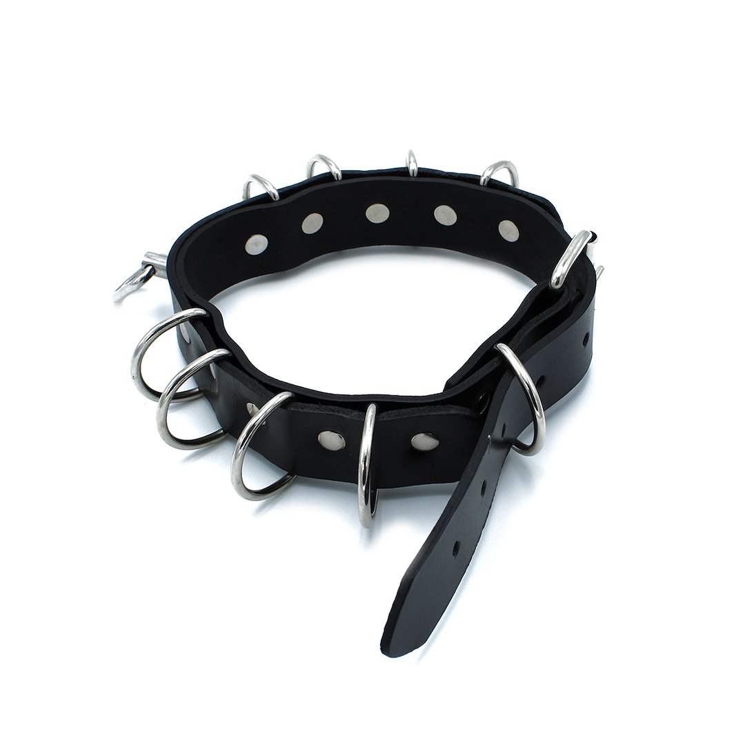 Kiotos Leather Black Leather Collar Multi-D-Rings — zdjęcie 6