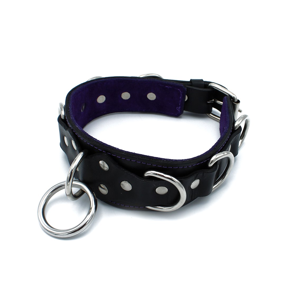 Kiotos Leather Black Leather Collar Deluxel O-Ring Multi-D-Rings — zdjęcie 6