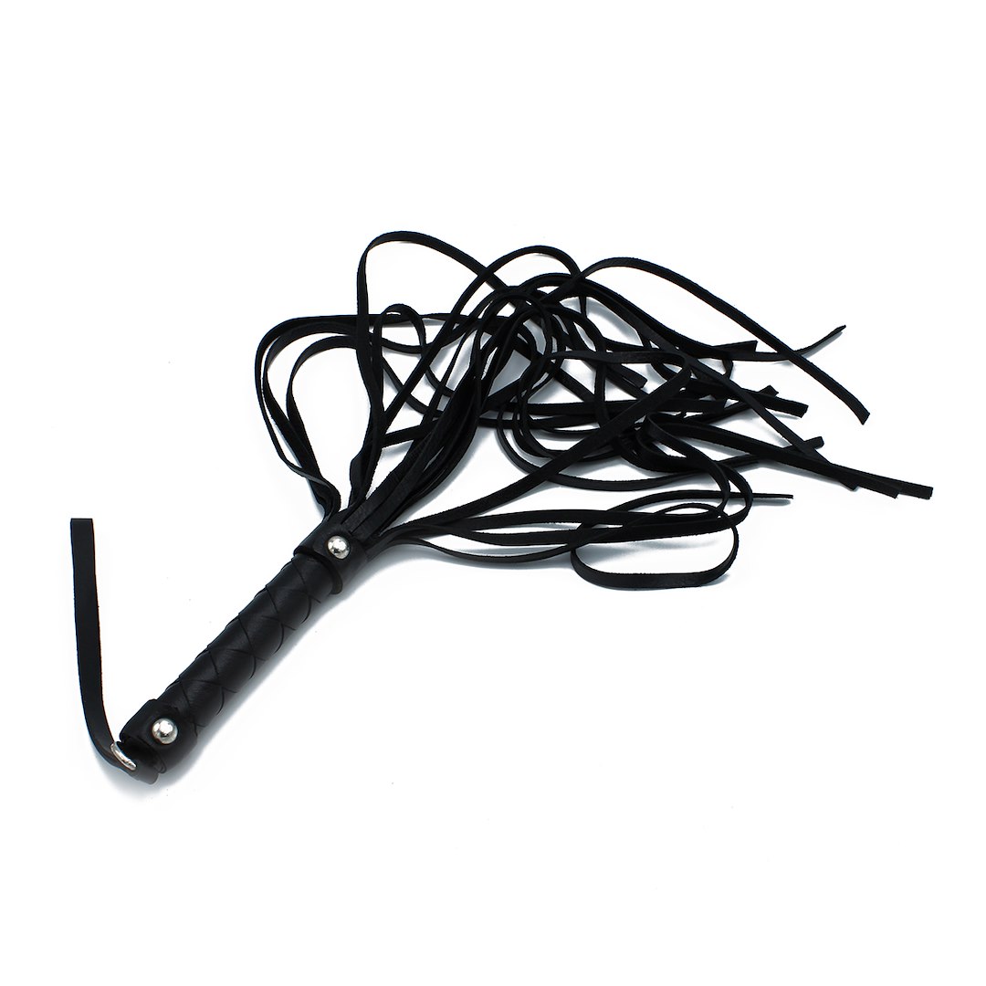 Kiotos Leather Black Leather Flogger with Braided Handle — zdjęcie 6