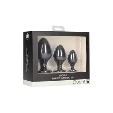 Swirled Butt Plug Set - Black