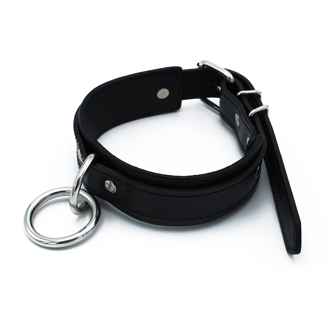 Kiotos Leather Black Leather Collar big O-Ring — zdjęcie 7