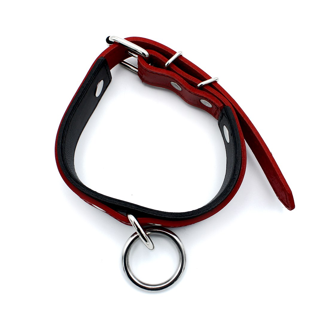 Kiotos Leather Black & Red Leather Collar big O-Ring — zdjęcie 7