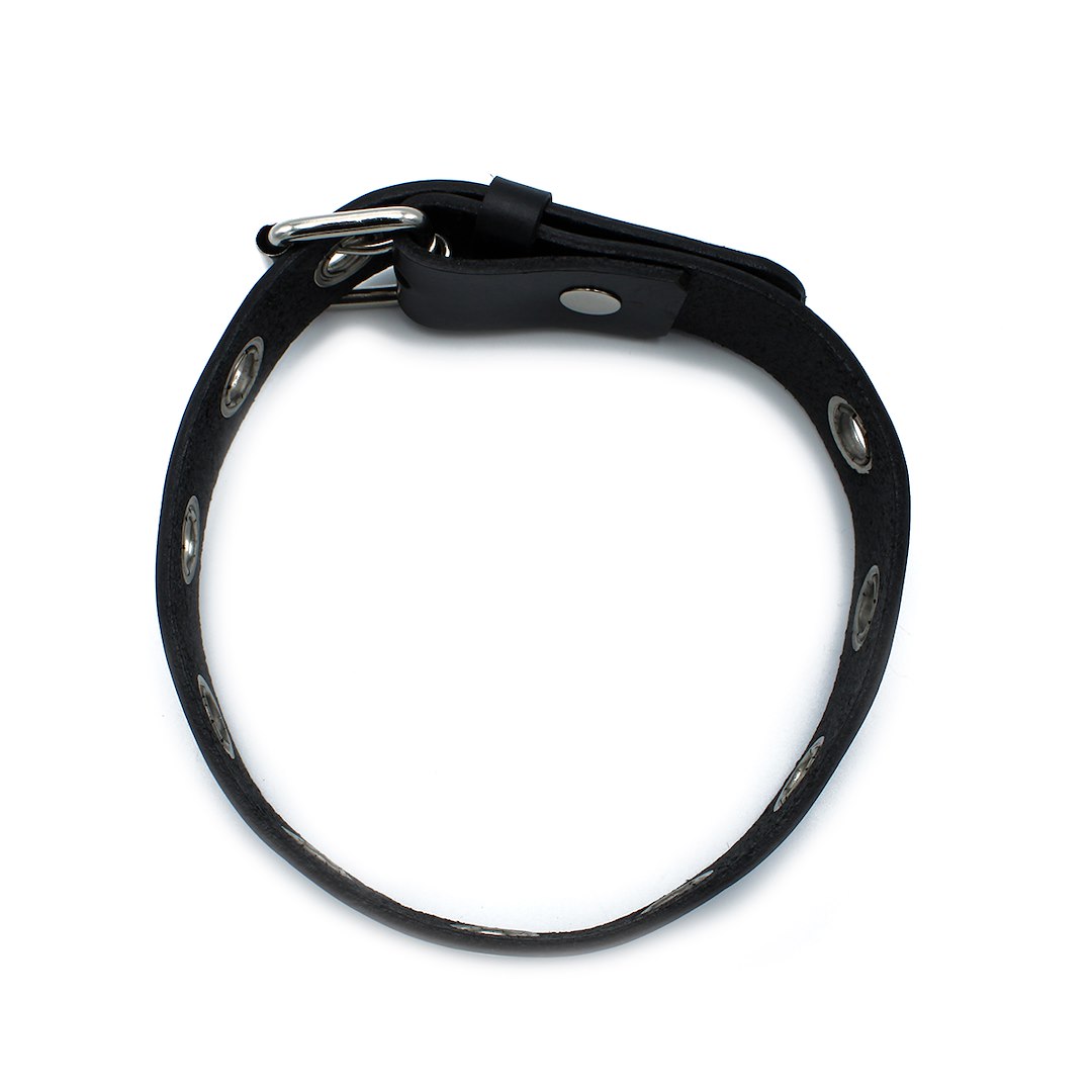 Kiotos Leather Black Leather Slim Collar with Multi-Metal Eyelets — zdjęcie 8