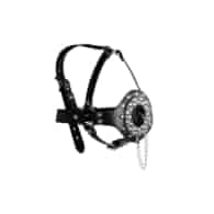 Open Mouth Gag Head Harness with Plug Stopper - Black