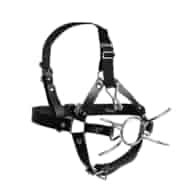 Head Harness with Spider Gag and Nose Hooks - Black