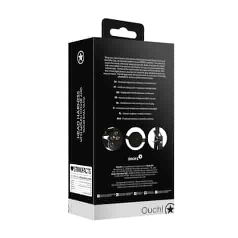 Head Harness with Mouth Cover and Solid Ball Gag - Black