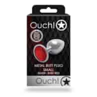 Round Gem Butt Plug - Small - Silver/Ruby Red