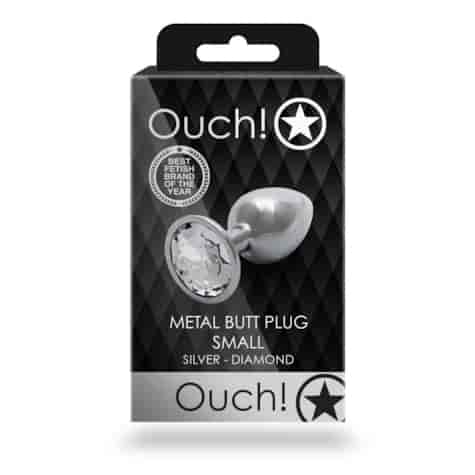 Round Gem Butt Plug - Small - Silver/Diamond