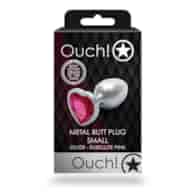 Heart Gem Butt Plug - Small - Silver/Rubellite Pink