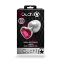 Heart Gem Butt Plug - Large - Silver/Rubellite Pink