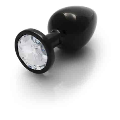 Round Gem Butt Plug - Medium - Gunmetal/Diamond