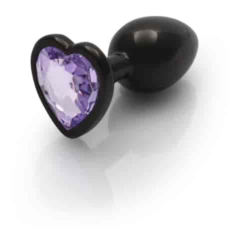 Heart Gem Butt Plug - Small - Gunmetal/Amethyst Purple