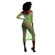Long Sleeve Crop Top and Long Skirt - One Size - Neon Green