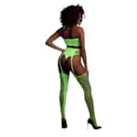 Two Piece with Crop Top and Stockings - One Size - Neon Green